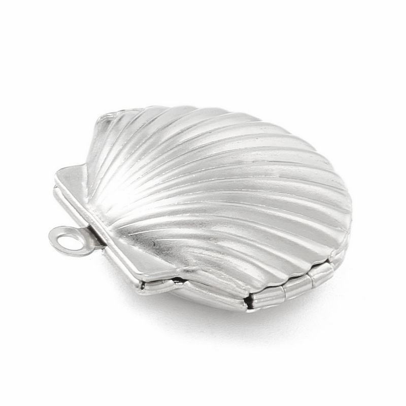 Pandantiv otel inoxidabil 304, care se deschide, scoica 24x22x8mm 1 buc