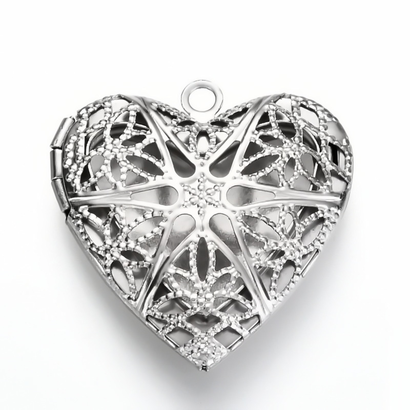 Pandantiv otel inoxidabil 304, care se deschide, inima 26x26x4mm 1 buc