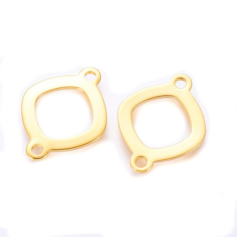 Conector/link otel inoxidabil 201, auriu, romb 19x14x0.8mm 1 buc