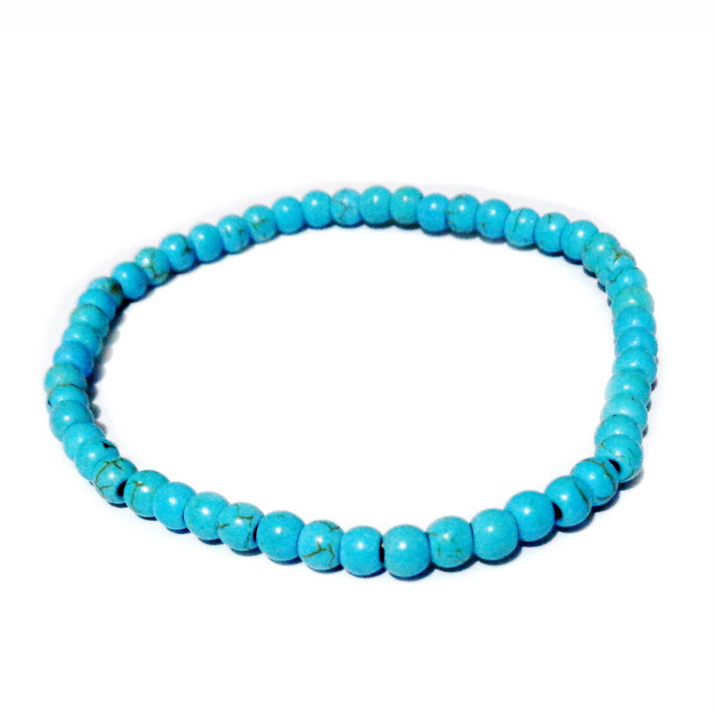 Bratara turcoaz  4mm pe elastic-52-53 buc 1 buc