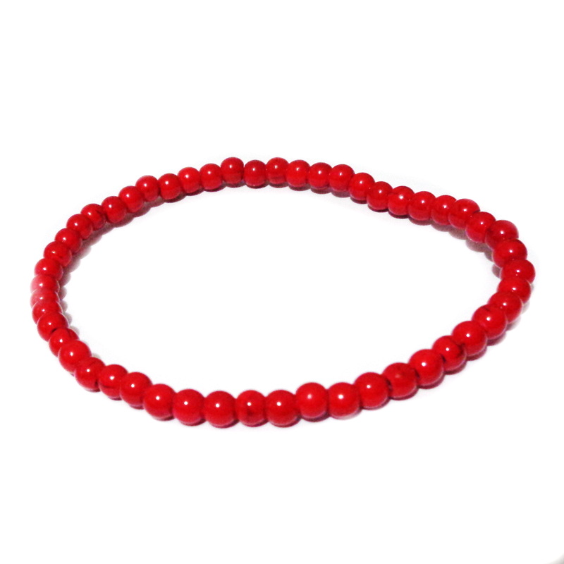 Bratara howlit rosu  4mm pe elastic-51-52 buc 1 buc