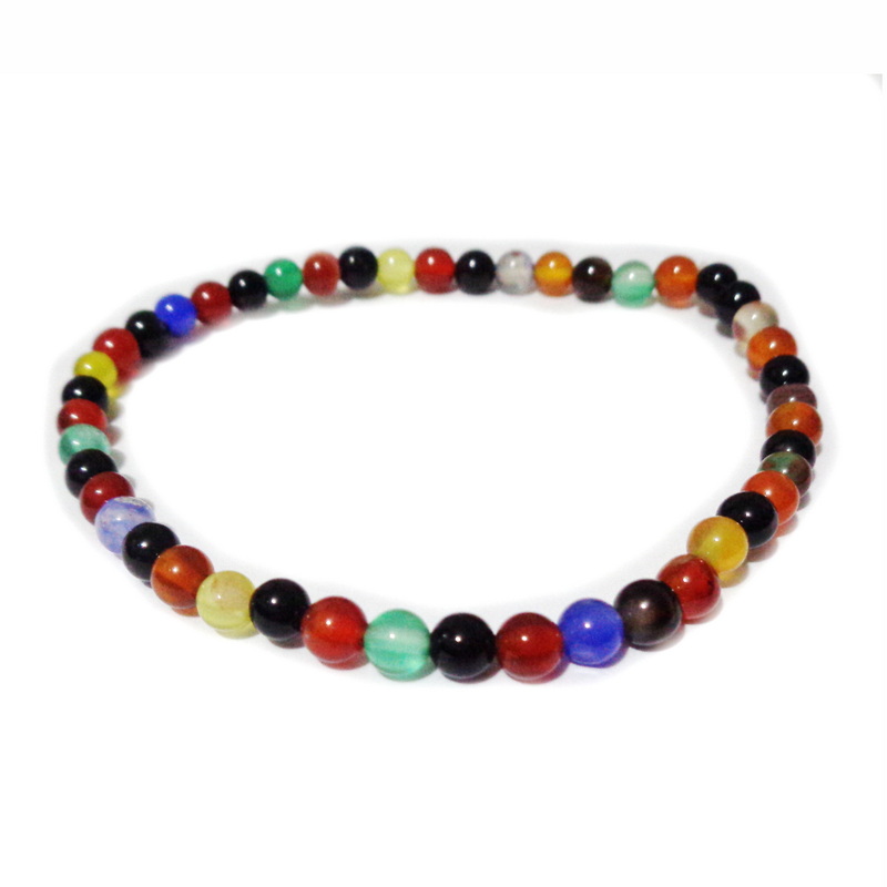 Bratara agat multicolor  4mm pe elastic-45-46buc 1 buc