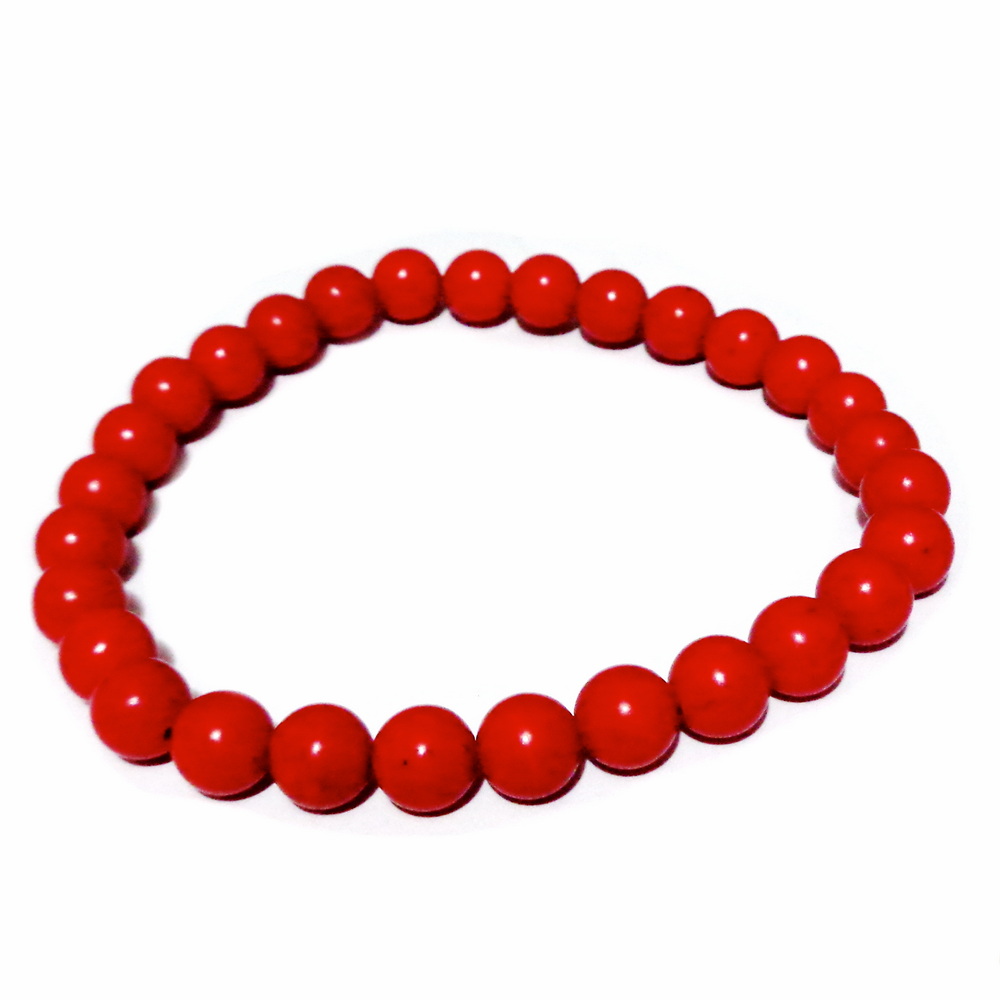 Bratara howlit rosu  6mm pe elastic, 29 buc 1 buc