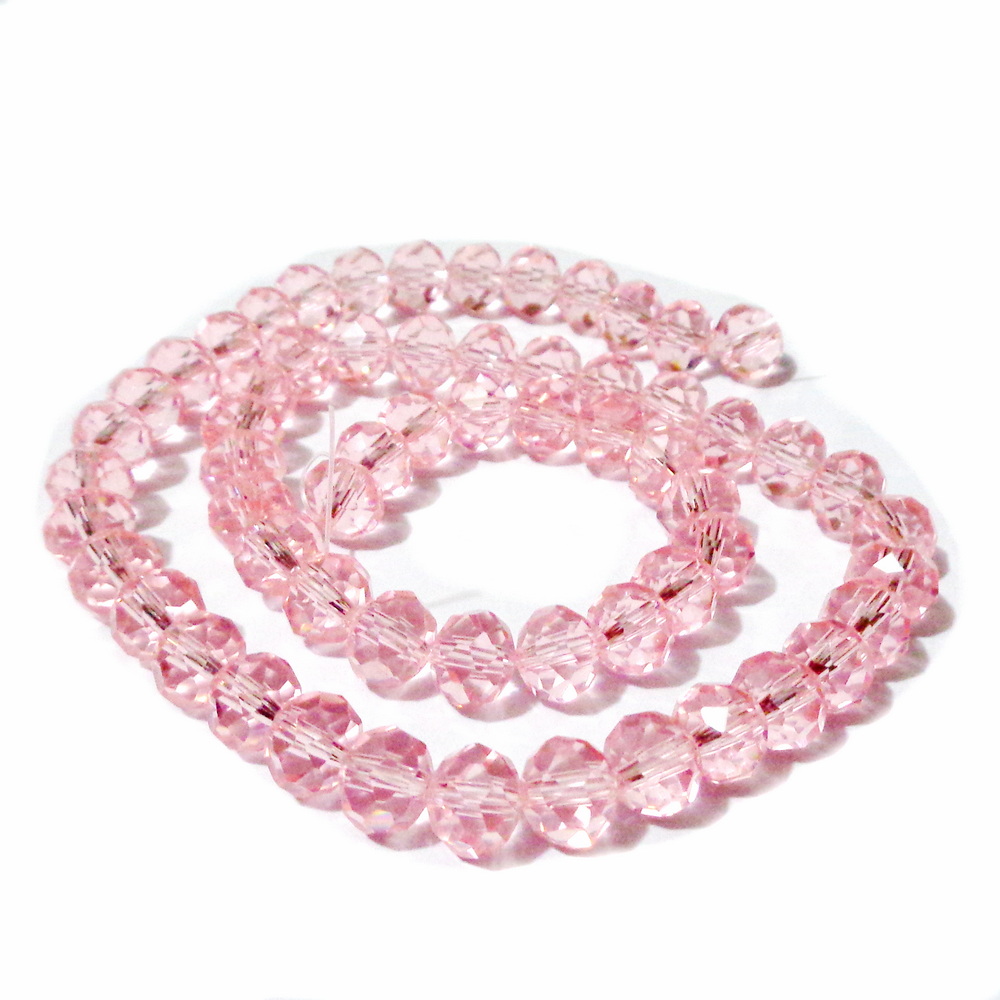 Cristale rondele 8x6mm, roz-sir 63 buc 1 buc