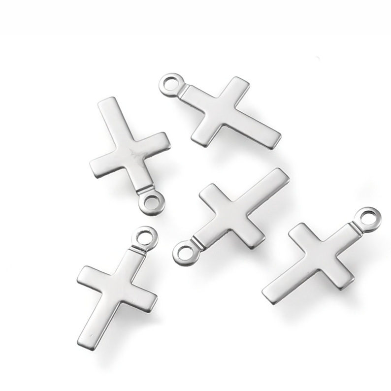 Pandantiv otel inoxidabil 304, cruce 10x5x0.3mm 1 buc