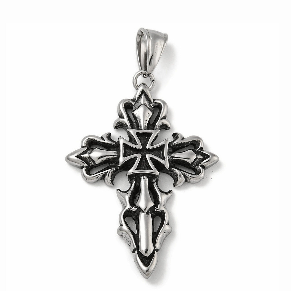 Pandantiv otel inoxidabil 316, antichizat, cruce 44x33x5mm 1 buc