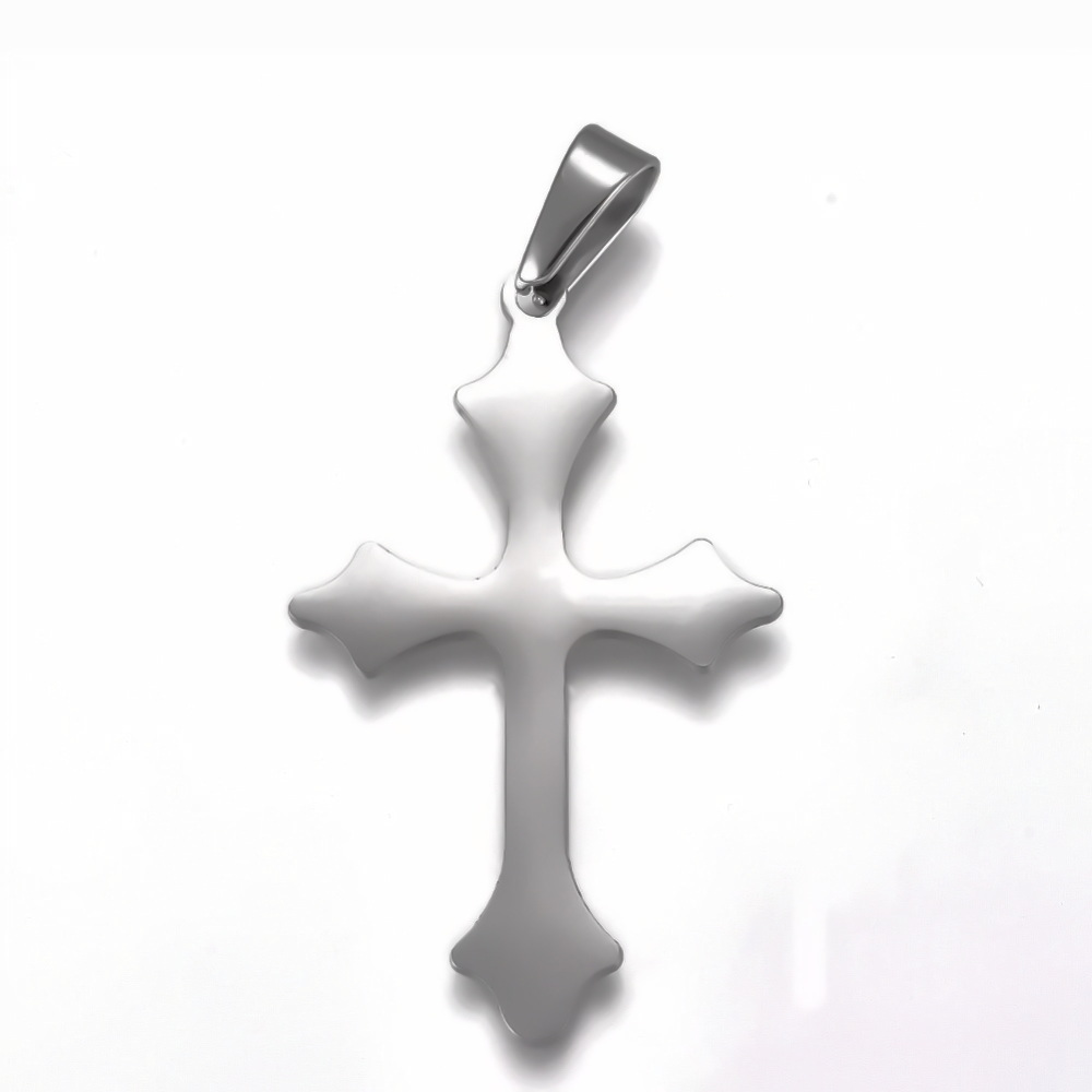 Pandantiv otel inoxidabil argintiu inchis, cruce 48x29x1.5mm 1 buc