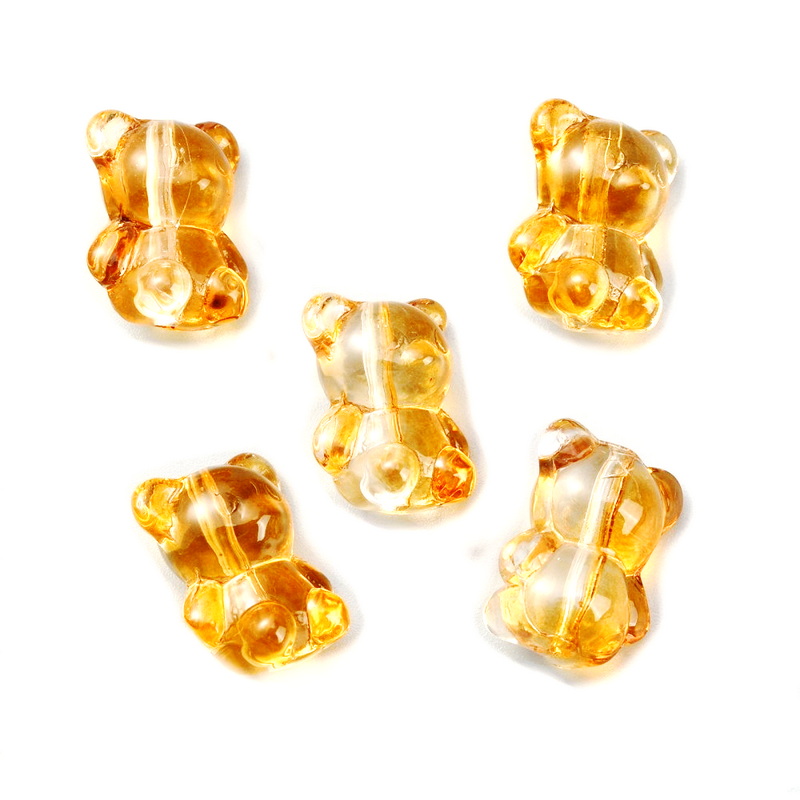Margele sticla lampwork maro, ursulet 14x12x9mm 1 buc