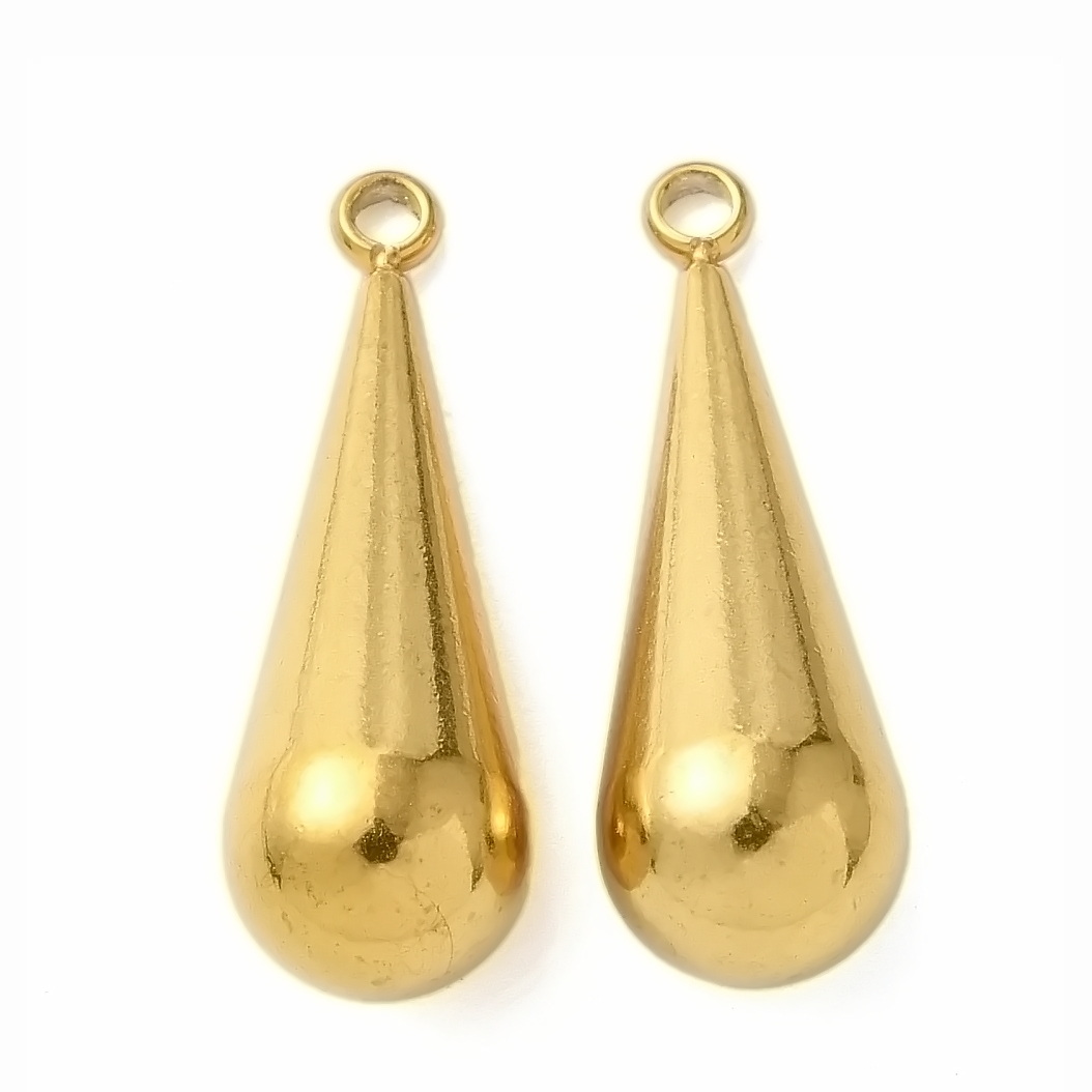 Pandantiv otel inoxidabil 304 placat IP cu aur 18K, lacrima 24x8mm 1 buc
