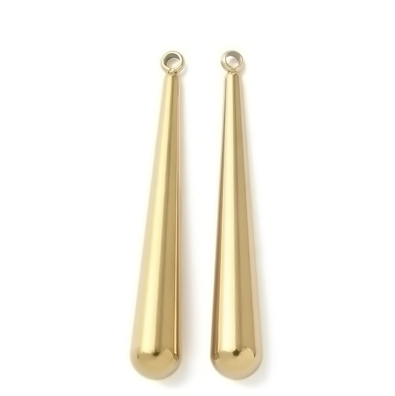 Pandantiv otel inoxidabil 304 placat IP cu aur 18K, lacrima 41x6mm 1 buc