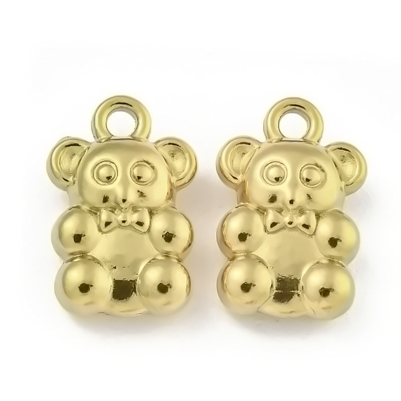 Pandantiv otel inoxidabil 304 placat IP cu aur 18K, ursulet 13x8x4mm 1 buc