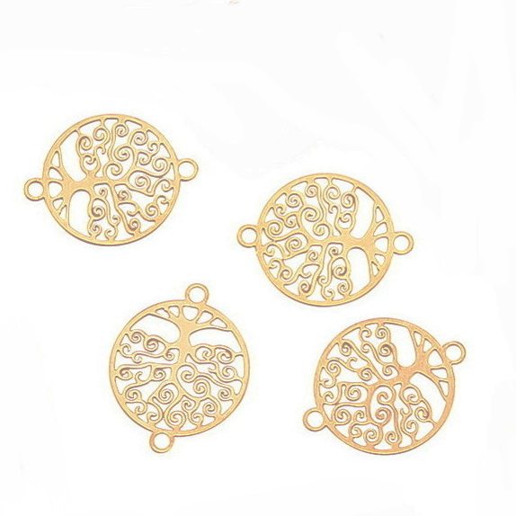 Conector/link otel inoxidabil 304 auriu, copacul vietii 18x14x0.4mm 1 buc