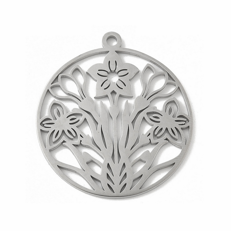 Pandantiv otel inoxidabil 304, floare 33x30x1.5mm 1 buc