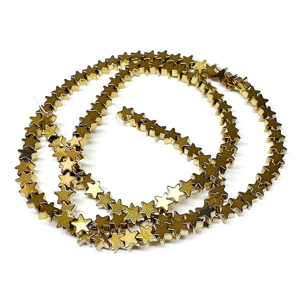 Hematit electroplacat auriu, stele 6x2mm-sir 87 buc 1 buc