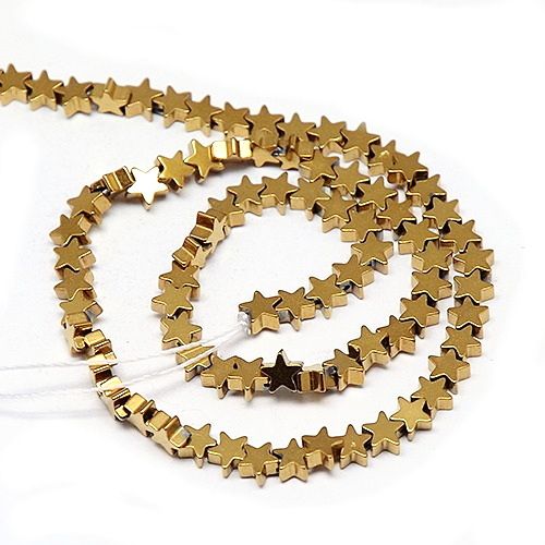 Hematit electroplacat auriu, stele 4x2mm-sir 118 buc 1 buc