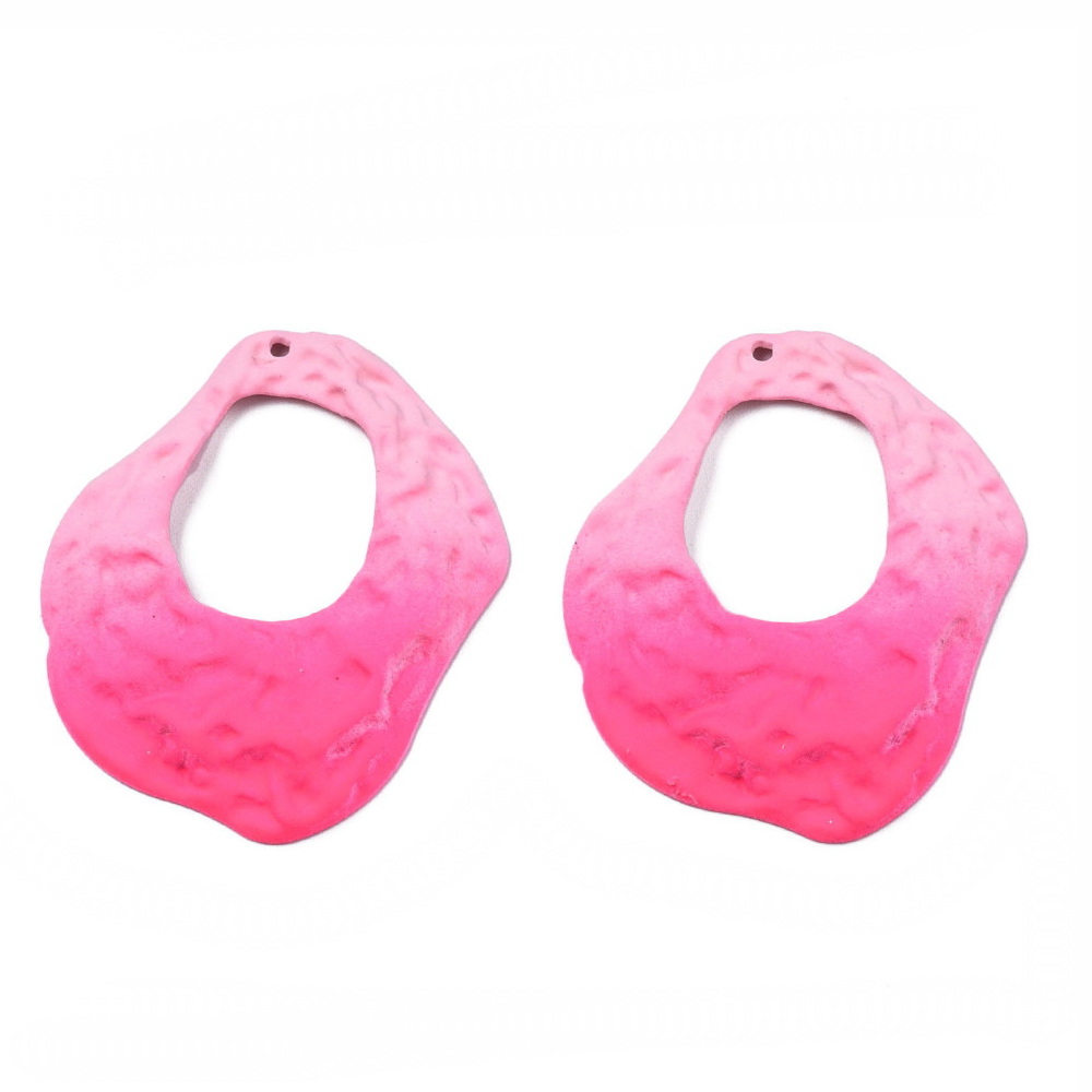 Pandantiv metalic roz,  46x38x4mm 1 buc