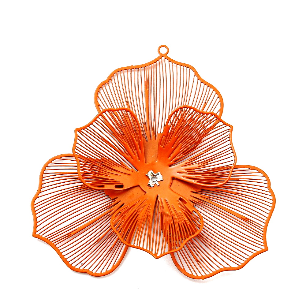 Pandantiv otel inoxidabil 430, portocaliu, floare 50x50x8mm 1 buc