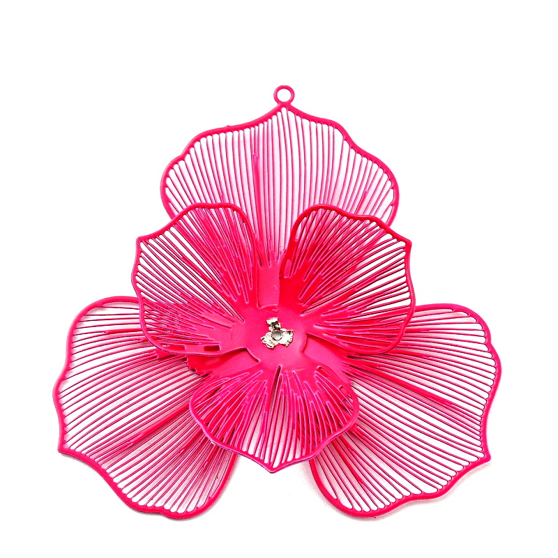 Pandantiv otel inoxidabil 430, fucsia, floare 50x50x8mm 1 buc
