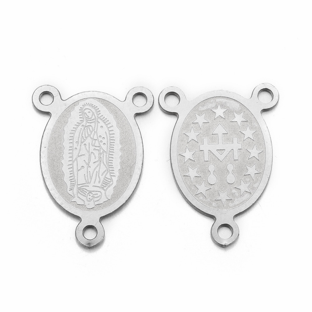 Conector/link otel inoxidabil 304, cu 3 orificii, sfanta Maria, 18x13x0.8mm 1 buc