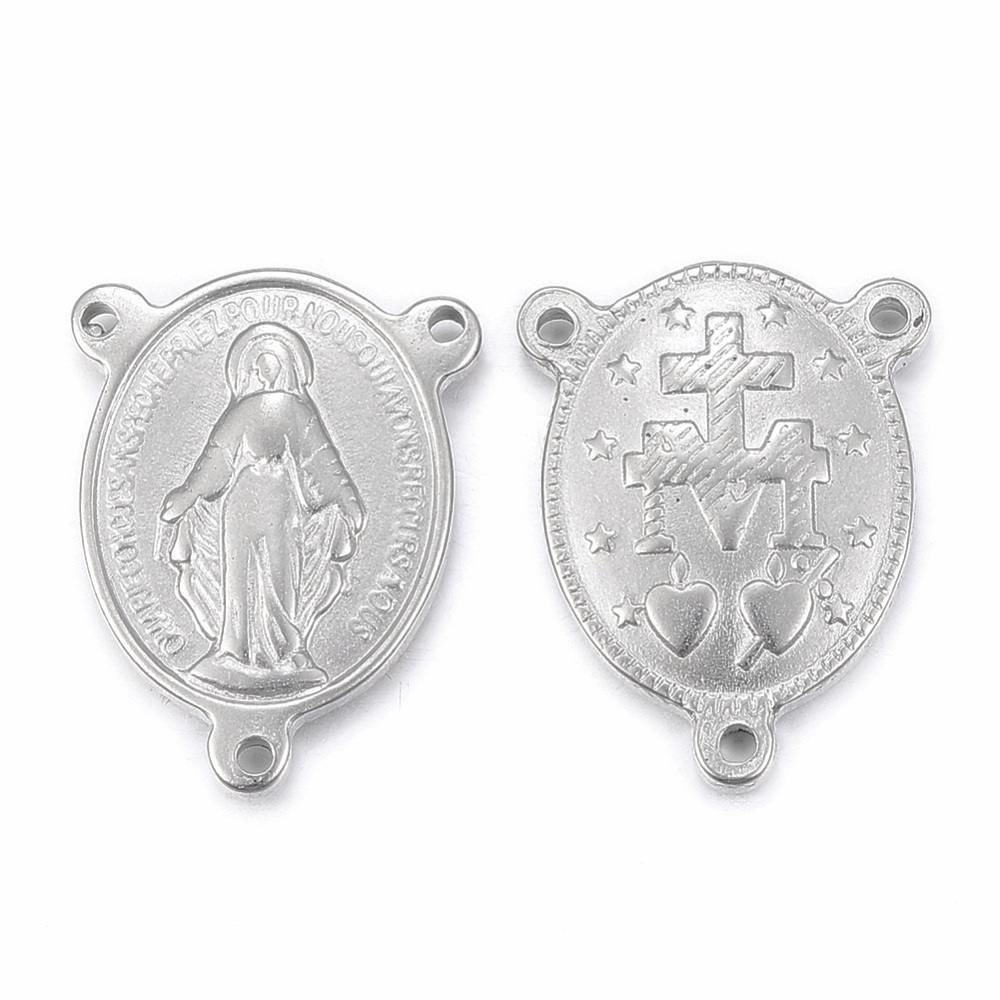Conector/link otel inoxidabil 304, cu 3 orificii, sfanta Maria, 22x16x3mm 1 buc