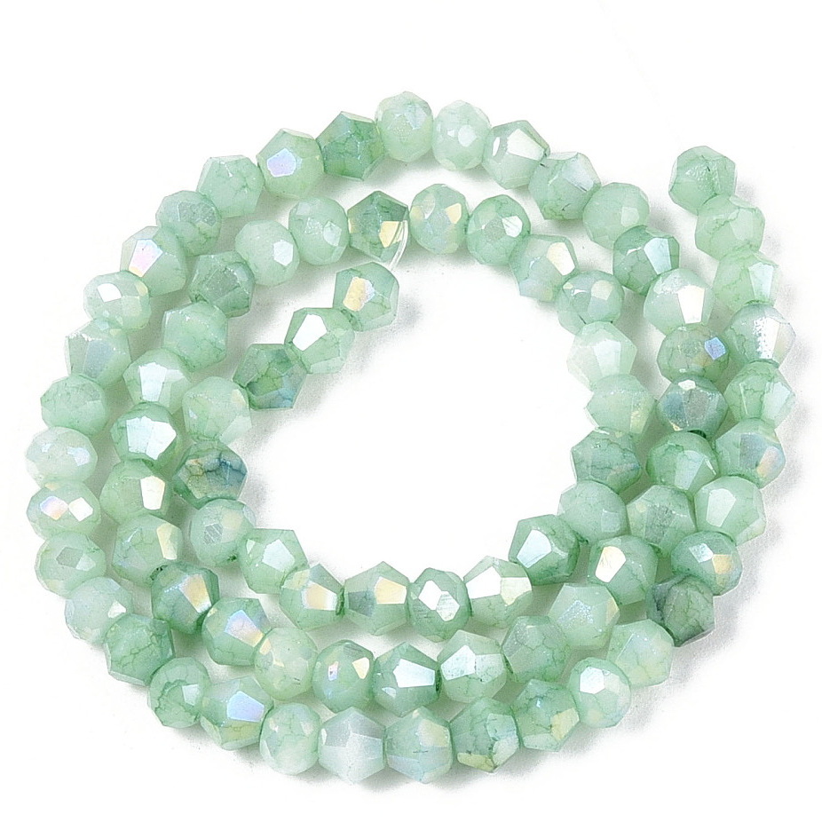 Cristale biconice 5x4mm, electroplacate verde AB, imitatie aquamarine-sir 80 buc 1 buc