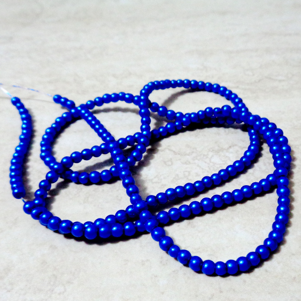 Perle sticla, albastru inchis, 3mm 1 buc