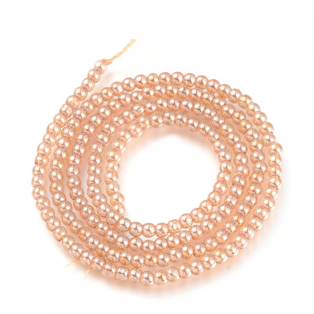 Margele sticla, sferice, electroplacate roz-somon, 2 mm-sir 180 buc 1 buc