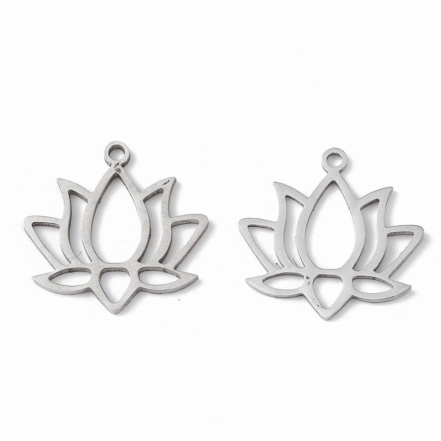 Pandantiv otel inoxidabil 304, floare de lotus 17x17x1mm 1 buc