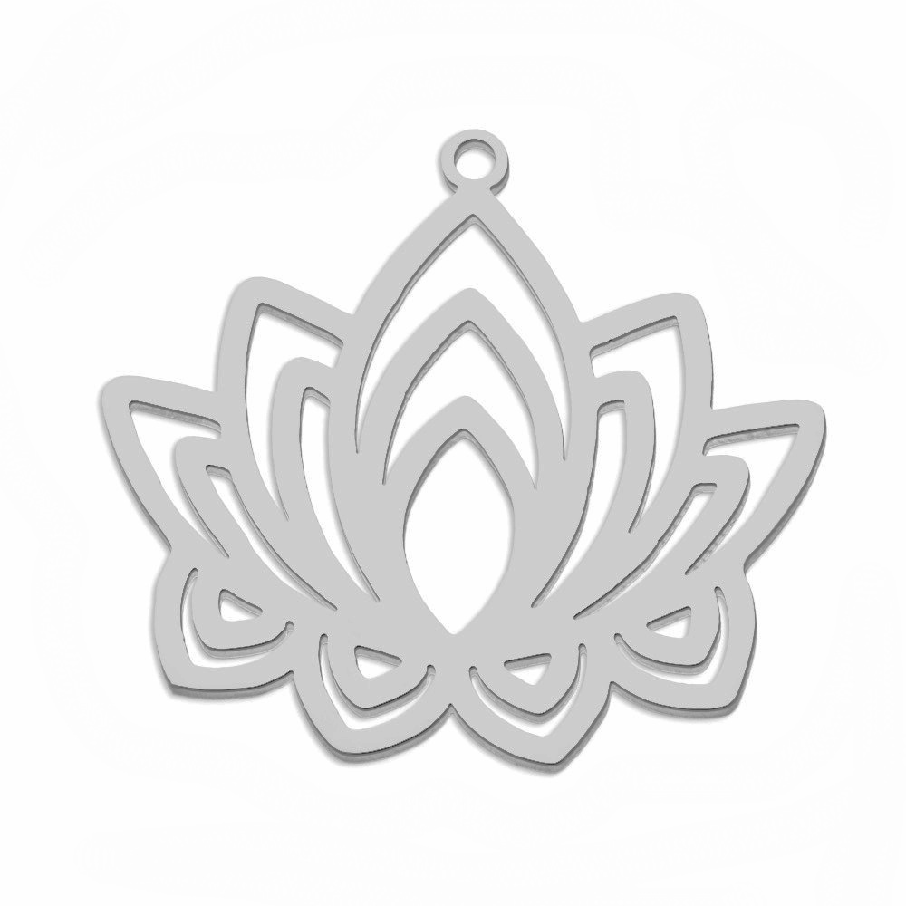 Pandantiv otel inoxidabil 304, floare de lotus 30x27x1mm 1 buc