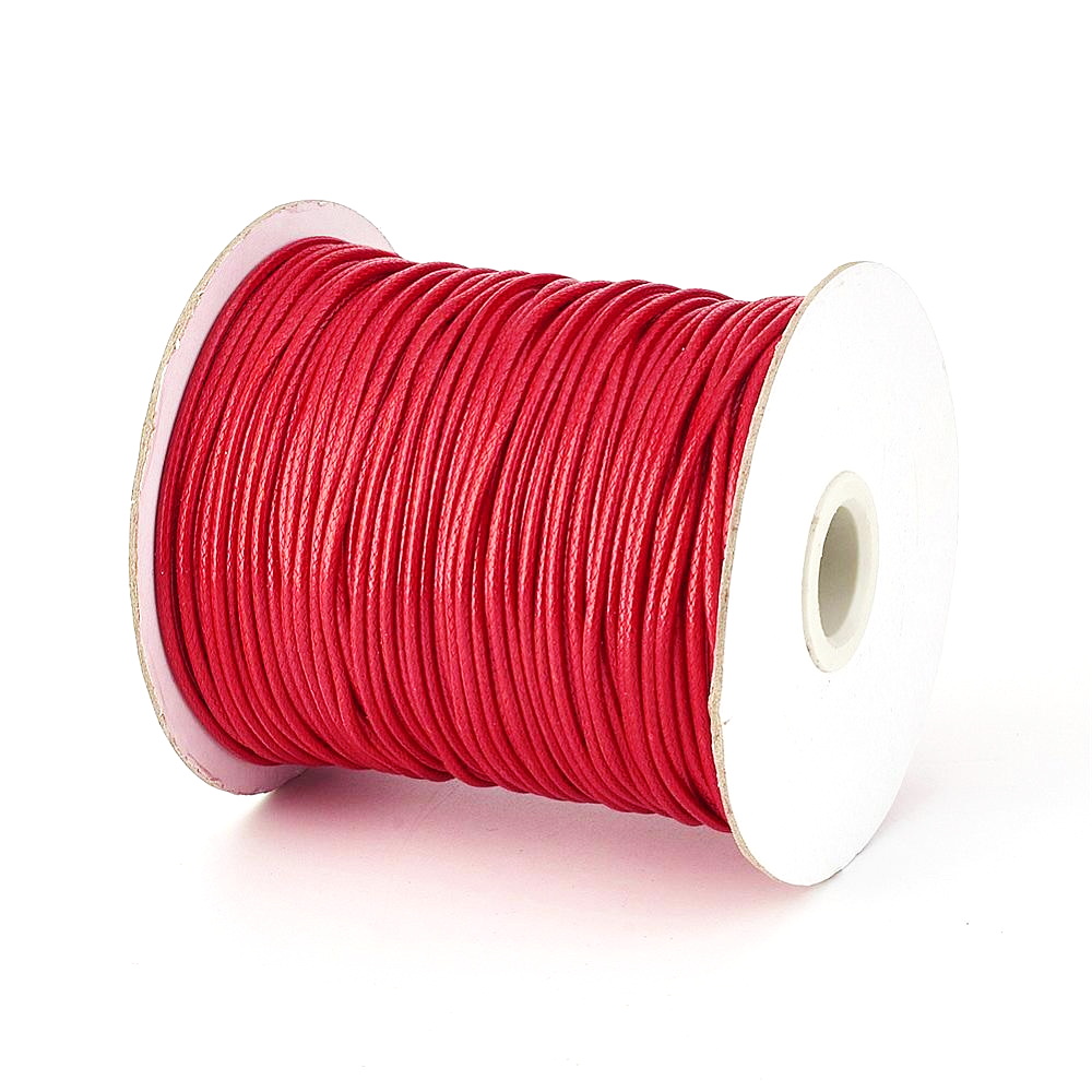 Snur poliester, cerat, rosu, 1mm 1 m