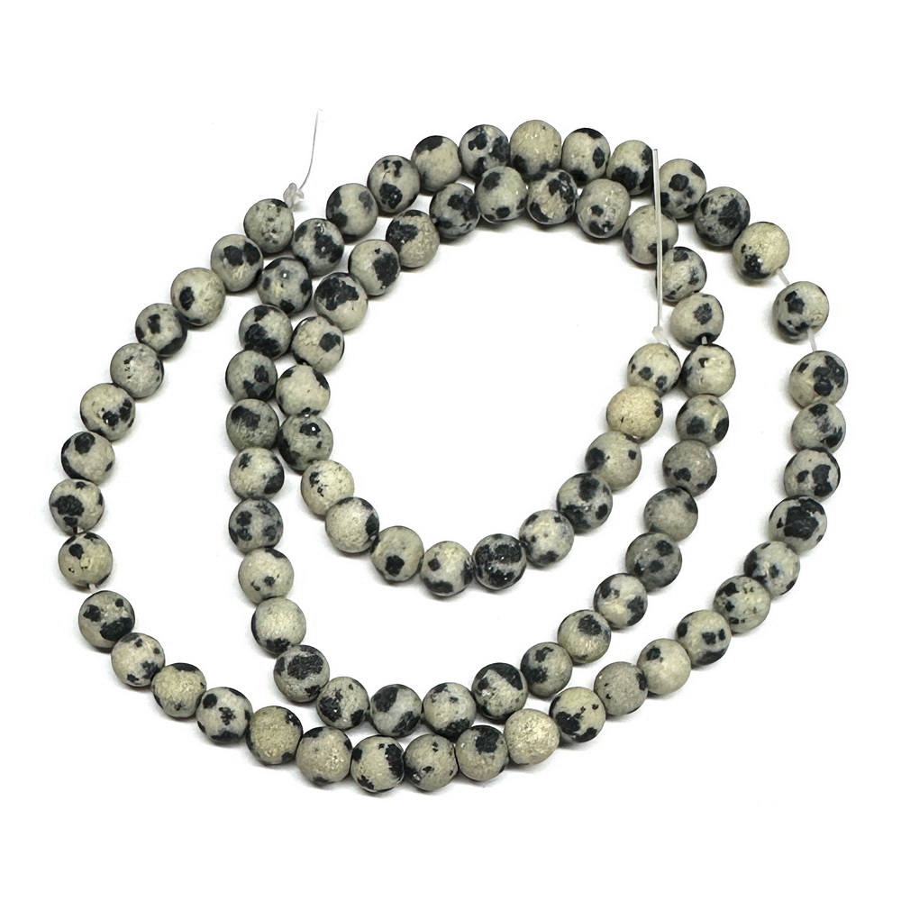 Jasp Dalmatian, frosted, sferic, 4mm-sir 90 buc 1 buc