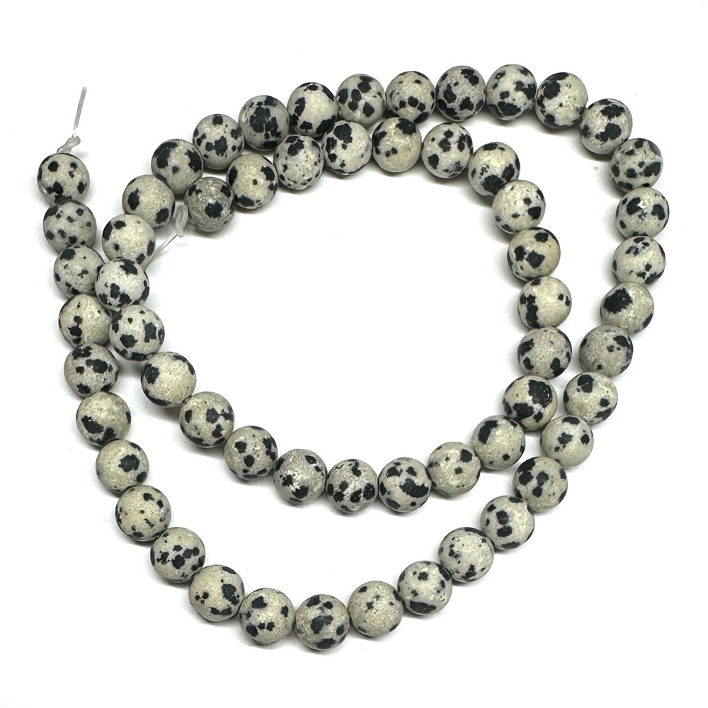 Jasp Dalmatian, frosted, sferic, 6mm-sir 60 buc 1 buc