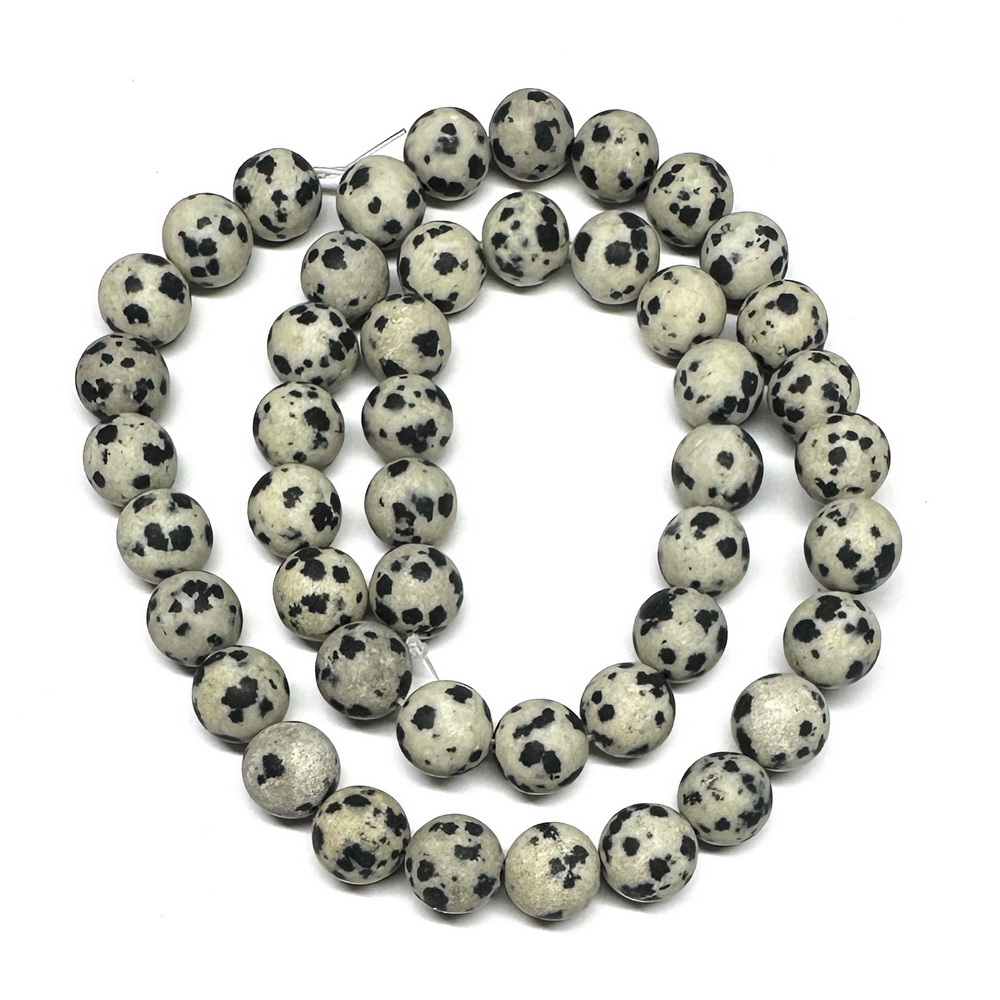 Jasp Dalmatian, frosted, sferic, 8mm-sir 48 buc 1 buc