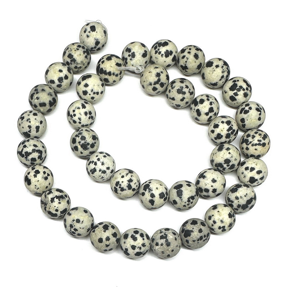 Jasp Dalmatian, frosted, sferic, 10mm-sir 38 buc 1 buc