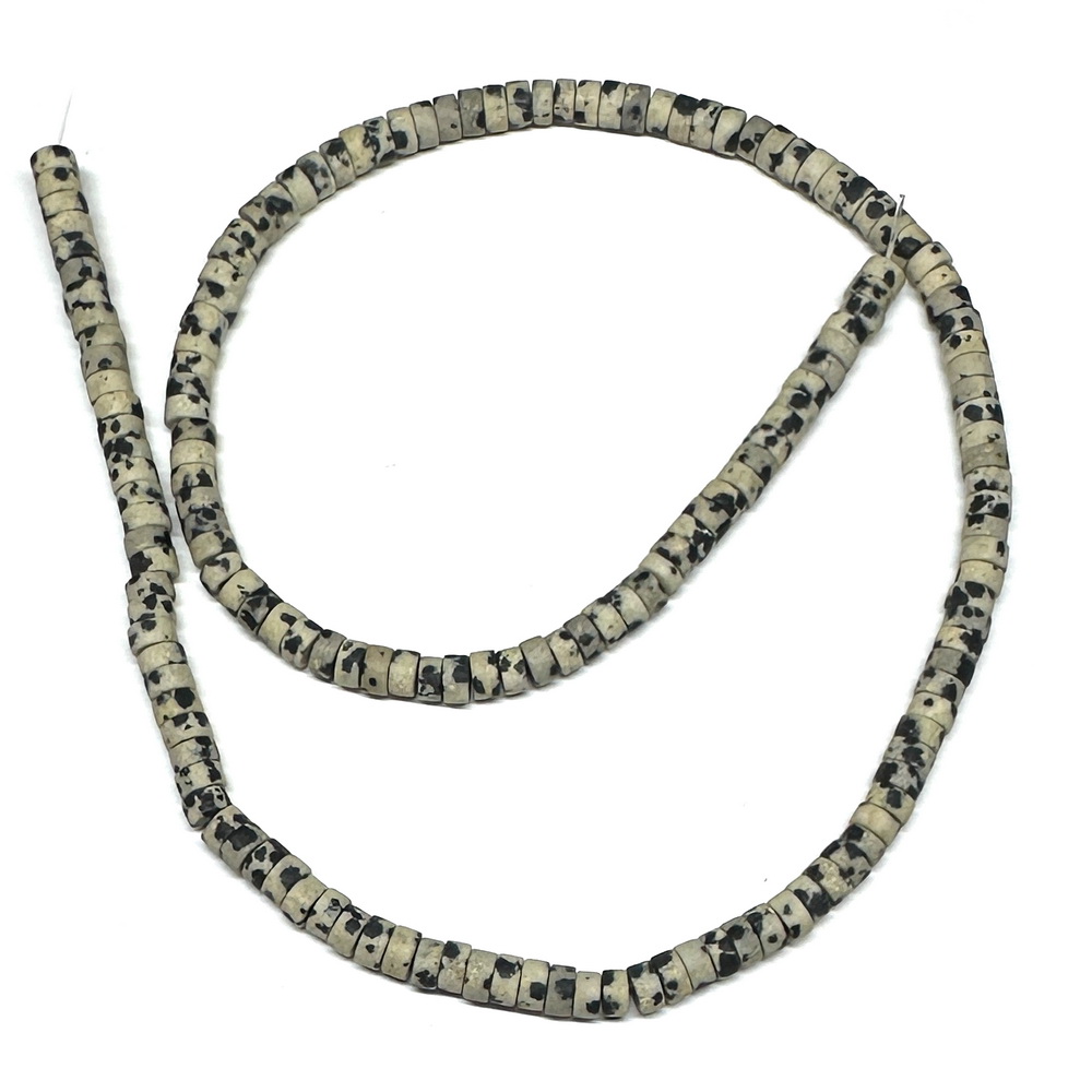 Jasp Dalmatian frosted, disc(Heishi), 4x2.5mm-sir 155 buc 1 buc
