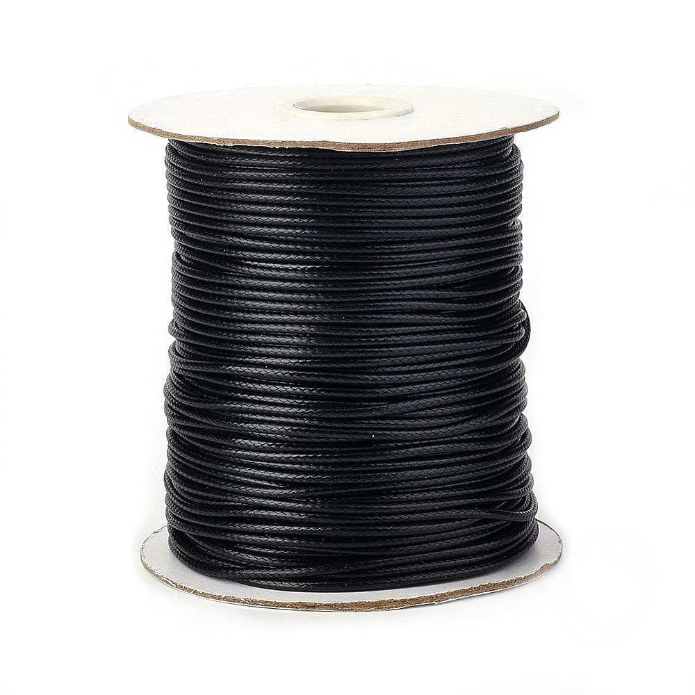 Snur poliester, cerat, negru, 2mm-bobina 80m 1 buc