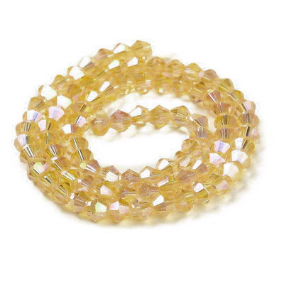 Cristale biconice 4mm, transparente, electroplacate, auriu AB-sir 80 buc 1 buc