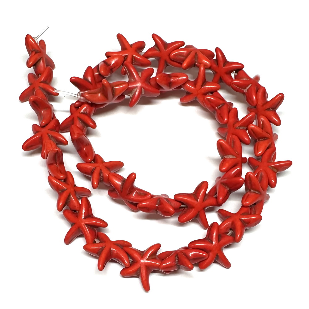 Howlite rosu, stea de mare, 14x5mm-sir 37 buc 1 buc