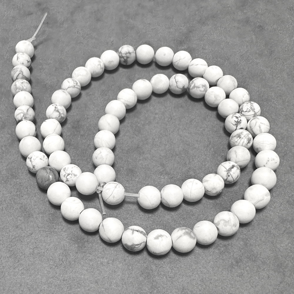 Howlite alb, mat,  sfere 6mm-sir 65 buc 1 buc