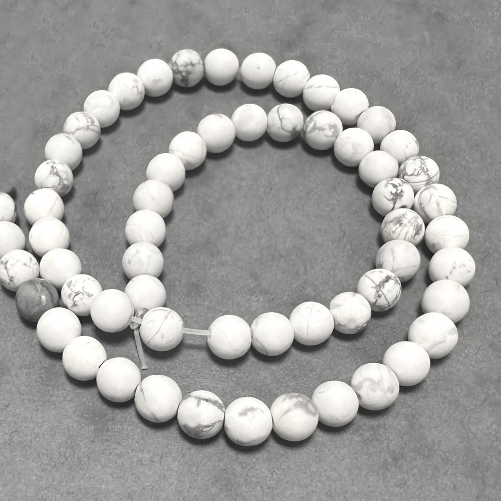 Howlite alb, mat,  sfere 8mm-sir 49 buc 1 buc
