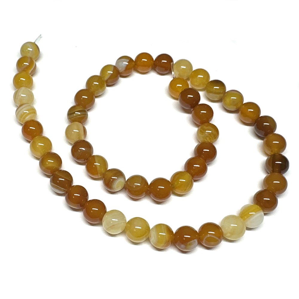 Agat striped sferic 8mm, maro-portocaliu-sir 48 buc 1 buc
