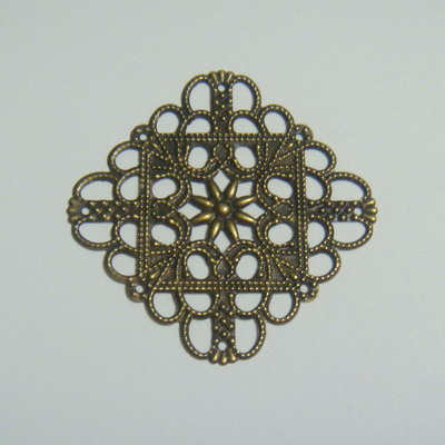Pandantiv/conector filigran bronz, 35x35mm