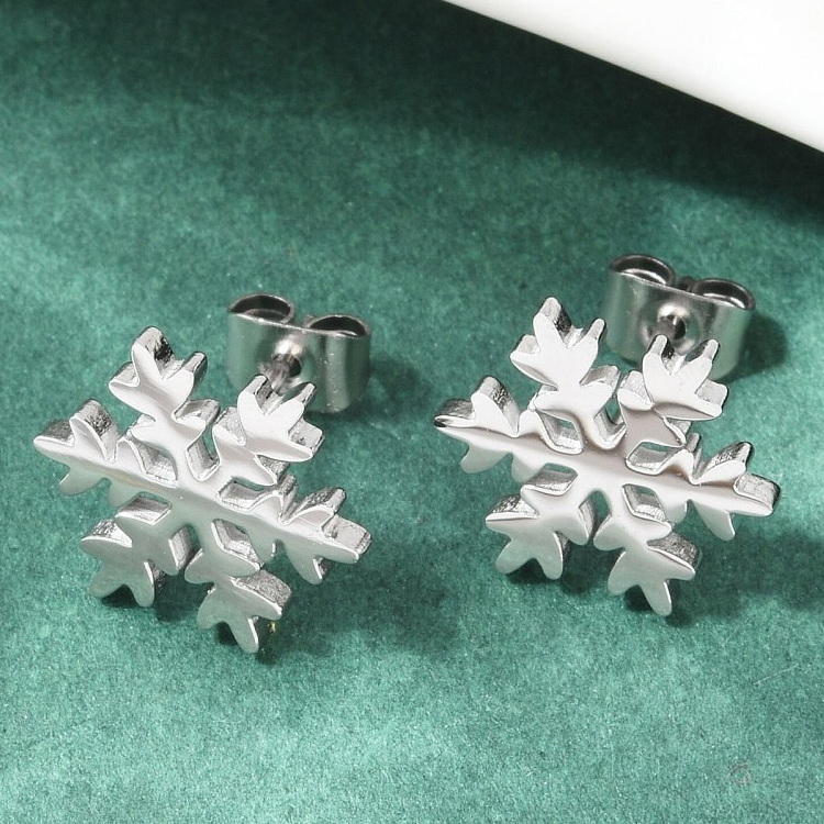 Cercei otel inoxidabil 304, antialergic, fulg de nea 12x12mm 1 pereche