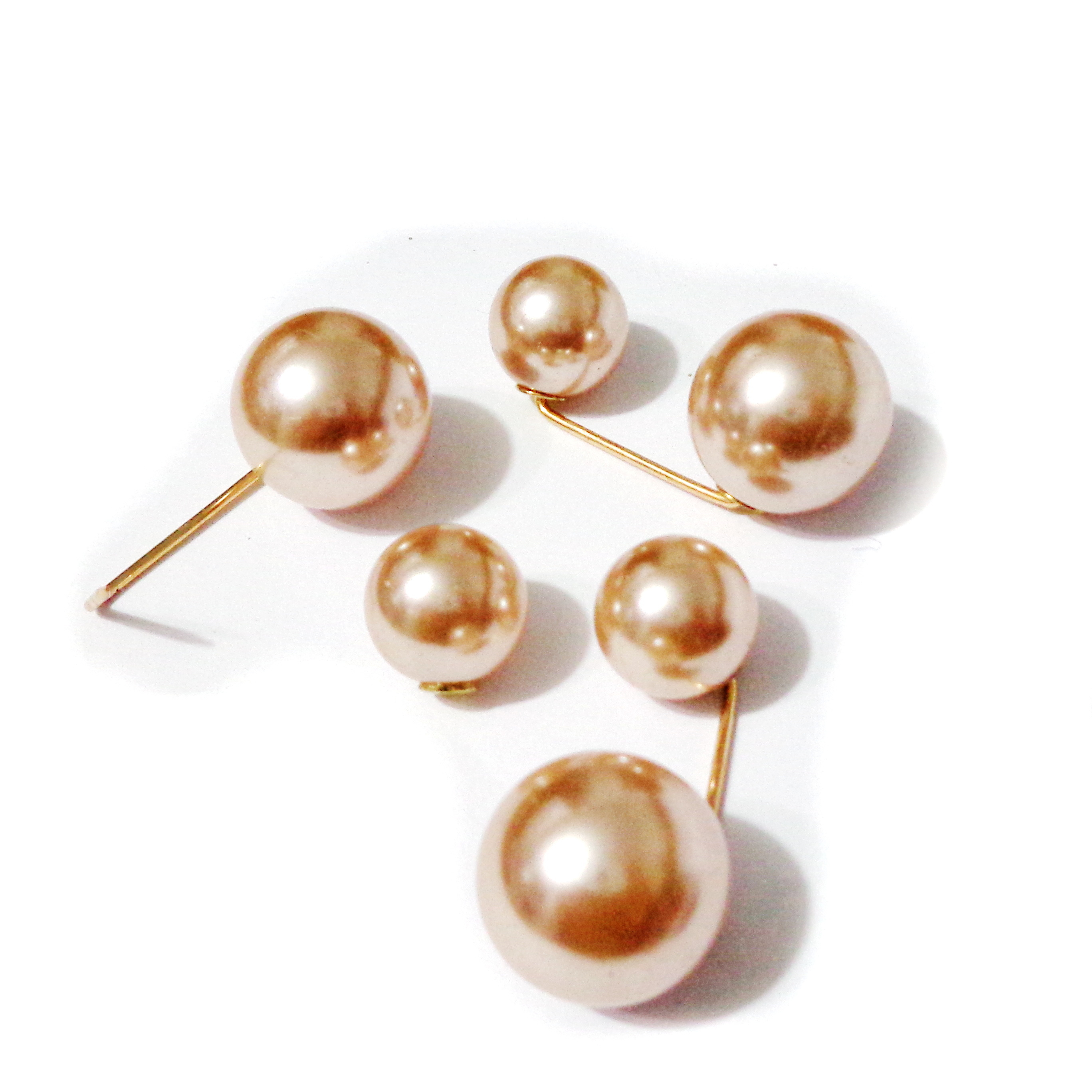 Ace brosa, aurii, 35x1.2mm, perle plastic bej de 12mm si 16mm 1 buc