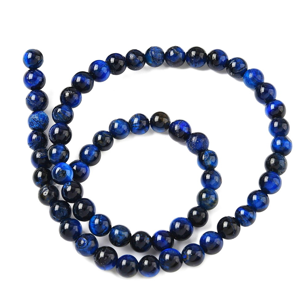 Ochi de tigru colorat albastru 6mm-sir 64buc 1 buc