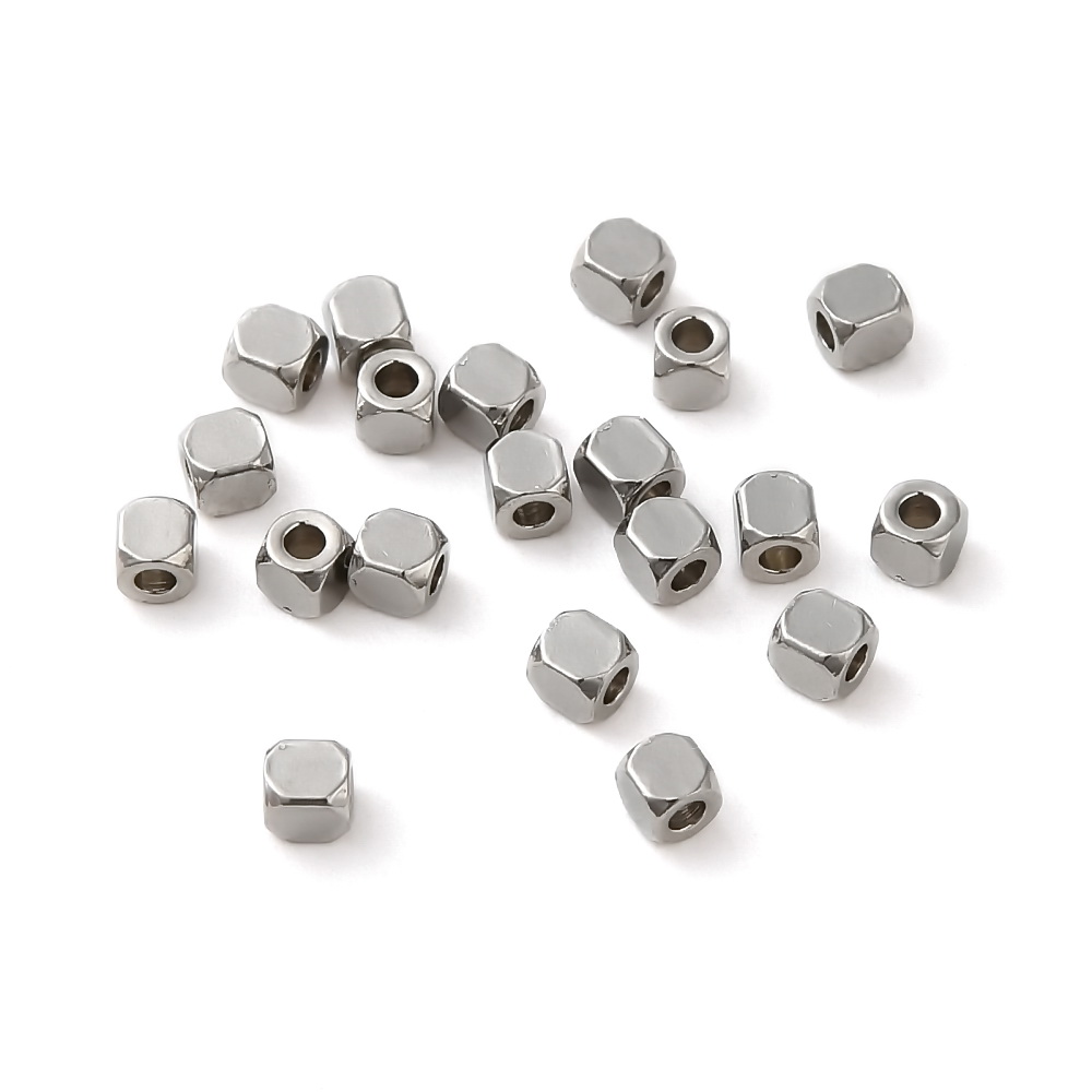 Margele/distantiere otel inoxidabil 201, non tarnish, cubice, 2x2x2mm 1 buc