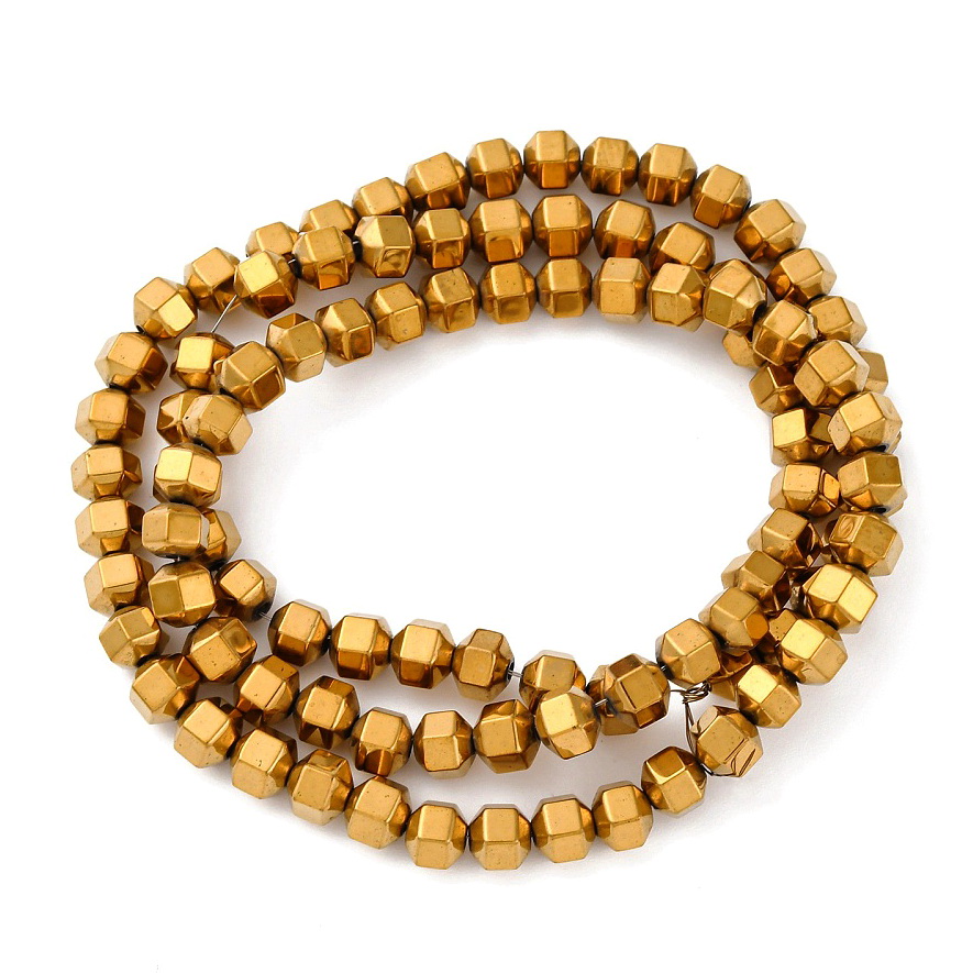 Hematit hexagonal-biconic, auriu, 4.3x4.3mm-sir 100 buc 1 buc