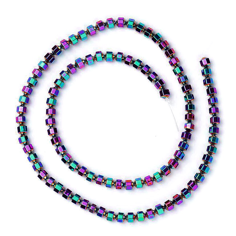 Hematit hexagonal-biconic, electroplacat multicolor, 4.3x4.3mm-sir 100 buc 1 buc