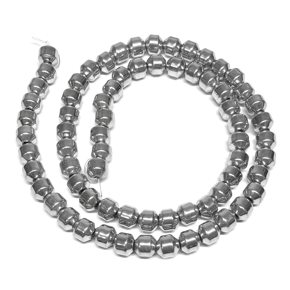 Hematit biconic 6x6mm placat argintiu-sir 61 buc 1 buc