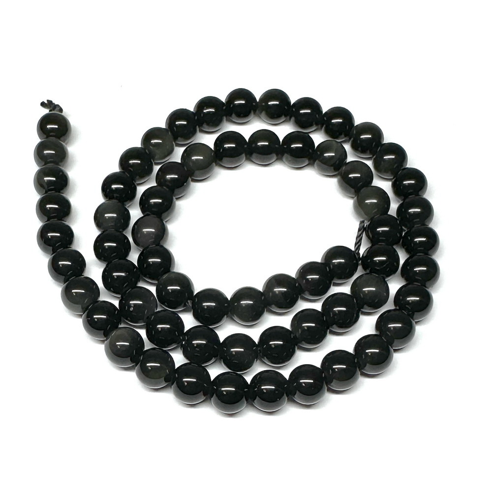 Obsidian negru, 6mm-sir 63 buc 1 buc